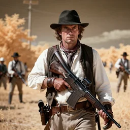 A badass photo from Films about the American National Revolution, infared photography, 8K, film render, extremely detailed, rendered in Octane