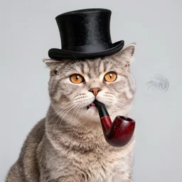 british shorthair cat wearing a top hat, smoking a pipe, animal photography, award winning, photography