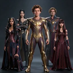 full body portrait of tom holland as a magical star guardian. detailed face, concept art, intricate, highly detailed 8 k, smooth, sharp focus, handsome and aesthetic shape of face and body, artgerm, artstation, art by zexi guo and nira and junpei suzuki and gharliera and rinotuna