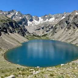 beautiful lake in a valley in the sierra nevada mountains