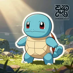 cute miss mascot carabaffe carabaffe wartortle pokemon sticker art, cronobreaker, beeple game icon
