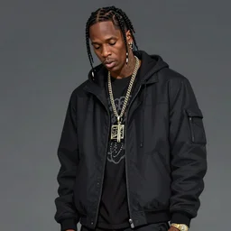 A shot of Travis Scott in the show Utopia (2013), detailed, 8K concept art