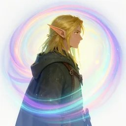 side profile, male elf ranger, gloomhaven, luminescent, colorful swirly magic ripples, dreamy colors, by greg manchess, huang guangjian, gil elvgren, sachin teng, greg rutkowski, jesper ejsing, ilya kuvshinov