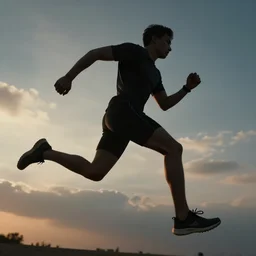 running into the sky, 4k, post-processing, dramatic lighting, intense moment