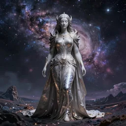 a cosmic goddess, epic fantasy art, cosmic atmosphere, landscape, ambient, cosmic ambient, award winning on Artstation, high detail, hyper realistic, photo realistic, high definiton, 4k uhd