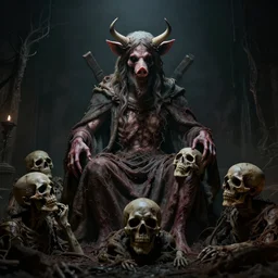 a highly detailed realistic photographic render of a swine god, dead souls, religious sculpture, creepy, horror, horror scene, cinematic horror, creepy horror, scary scene, cinematic lighting, cinematic scene, Volumetric lighting, Atmospheric scene, Dark, Horror, Atmospheric lighting, Global illumination, realistic, photo realism, hyper realistic, hyper realism, photo realisitc, cinematic render, film, beautifully lit, ray traced, octane 3D render, octane render, unreal engine