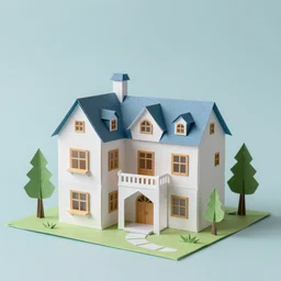 a beautiful detailed mansion in the style of papercraft, origami, n - 9