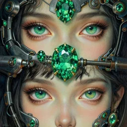 raison d'etre of zektbach, baroque, night, emeralds, 4 k, ultra realistic, beautiful eyes, epic lighting, machines, high detail, masterpiece, trending on artstation by artgerm and akihito tsukushi and alphonse mucha, crayons