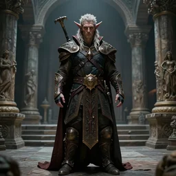 a highly detailed color portrait of a male tiefling standing in old temple, cinematic horror fantasy art, award, pinterest fantasy character art, symmetrical body propoprtions, deviantart, artstation, pathfinder, art by michael whelan, frank frazetta, tim hildebrandt, gerald brom, keith parkinson