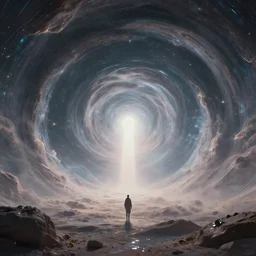 The AI singularity exiting the sixth dimension. Photorealistic. Masterpiece.