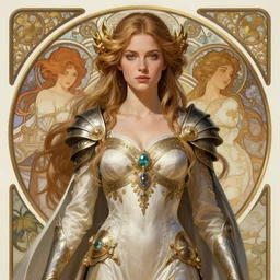 Sanna Marin as a beautiful warrior woman, fantasy, intricate, elegant, highly detailed, centered, digital painting, artstation, concept art, smooth, sharp focus, illustration, art by artgerm and donato giancola and alphonse mucha