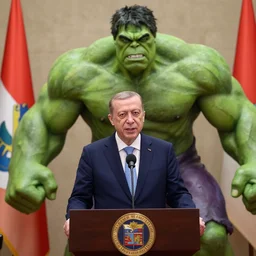recep tayyip erdogan and the hulk making a public speech