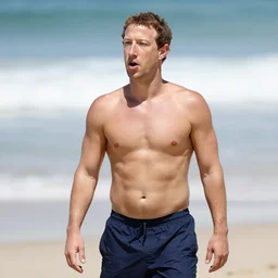 mark zuckerberg thirst trap photo, shirtless at the beach