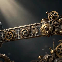 an artistic representation of a fretboard, steampunk, intricate details