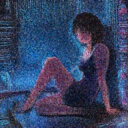 a woman sitting on the floor in a room, cyberpunk art by satoshi kon, cgsociety, computer art, circuitry, anime, anime aesthetic