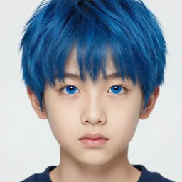 a boy with blue hair and blue eyes