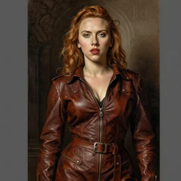 engraving of full body portrait of scarlet johansson in leather by albrecht durer