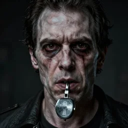 horror creepy portrait of eddie gluskin from outlast whistle - blower hyperrealistic extremely fine details sharper focus 8 k