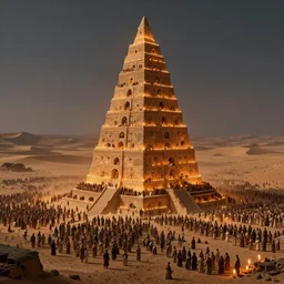 hundreds of slaves building a giant monumental tower in the middle of the desert, lit by candles, digital painting, artstation, concept art, craig mullins, breathtaking, 8 k resolution, extremely detailed, beautiful, establishing shot, artistic, hyperrealistic, octane render, cinematic lighting, dramatic lighting, masterpiece, light brazen, extremely detailed and beautiful face