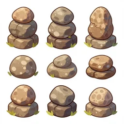 game asset sheet, 2 d sprite, stacked stones