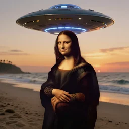 the weeknd abducted by an ufo by da vinci, digital art, classical painting, sharp focus, sunset beach, 4 k, restored