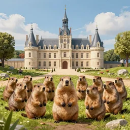 landscape portrait of the bastille surrounded by marmots, trending on artstation