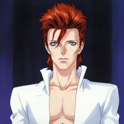 david bowie as an anime character, cell animation