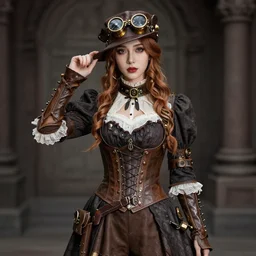 portrait of a woman wearing steampunk style clothes