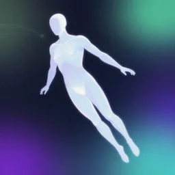 humanoid outline flying, concept art, smooth, sharp focus, illustration, surrealism, abstract, vaporwave, detailed