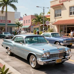 vintage cadillacs and lincoln continentals in liberty city, grand theft auto, photorealistic hyperdetailed 3 d matte painting, hyperrealistic, cinematic, unrealengine octane render,