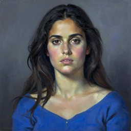 salma hayek, portrait, picasso blue period,