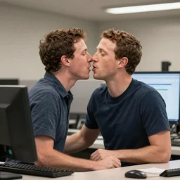 a photograph of mark zuckerberg making out with a computer - n 4