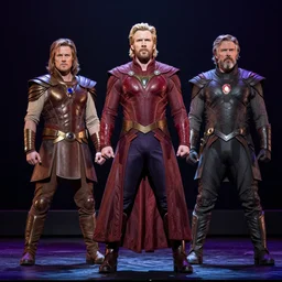 costumes by Julie Taymor for Avengers: Infinity War the musical on broadway, production photos