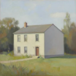 a beautiful painting of a building in a serene landscape by Anne Stokes