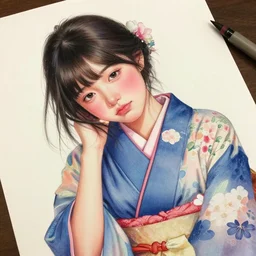 realistic beautiful gorgeous natural cute drunk blushed girl in kimono art drawn full HD 4K highest quality in artstyle by professional artists WLOP, Taejune Kim, yan gisuka, JeonSeok Lee, artgerm, Ross draws, Zeronis, Chengwei Pan on Artstation