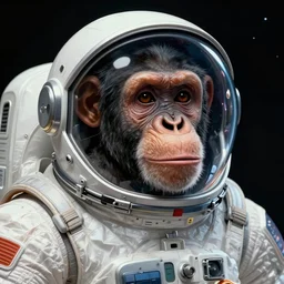 a chimpanzee in awe in a space suit, black hole reflecting in its visor, highly detailed, digital painting, artstation, concept art, sharp focus, illustration, by Evgeny Lushpin