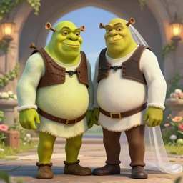 shrek and mike ehrmantraut wedding, digital art, concept art, trending on artstation