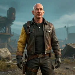 jeff bezos in fallout 3, in - game screenshot, 4 k