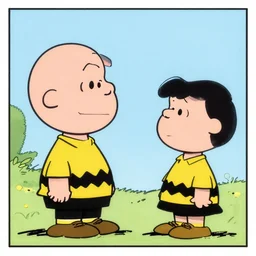 charlie brown playing with young albert einstein by charles schultz, comic book,