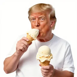 trump eating ice cream, it has 2 scoops