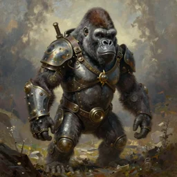 a oil painting of a steampunk gorilla