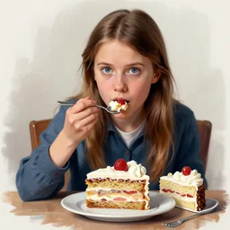 greta thunberg eating cakes painted by picasso, detailed digital art, trending on Artstation
