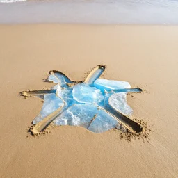 beach with sand made out of blue ice