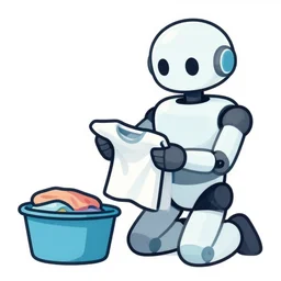 a robot folding laundry, vector clip art, pixta.jp