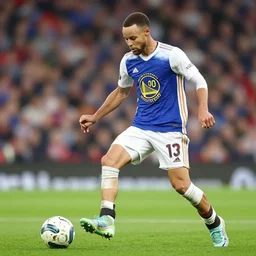 steph curry playing soccer for manchester united
