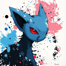 minimalist splatter paint of a collage of pokemon mewtu!!!!!!!!!!!!!!!!, portrait, gapmoe yandere grimdark, trending on pixiv fanbox, painted by makoto shinkai takashi takeuchi studio ghibli, akihiko yoshida, ken sugimori!!!!