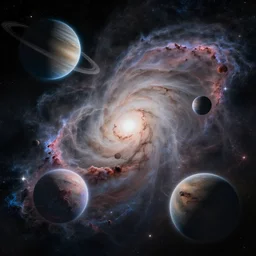 a highly detailed modern nebula with majestic planets of wind, art by Vincent Di Fate, trending on artstation