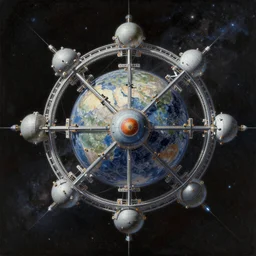painting of a very very very symmetric dyson sphere being built along a star, robert mccall, rick guidice, noah bradley, jim burns, les edwards, james gilleard, very coherent, extremely detailed, 4 k resolution, hd