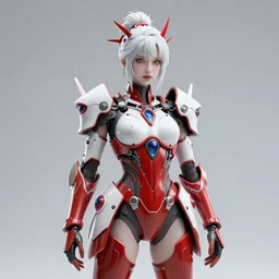 beautiful albino maiko futuristic armor, photograph, award wining, red and white, trending on artstation, punk attitude, 4k, unreal engine 5, octane render, neon highlights