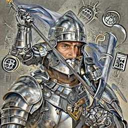 portrait epic armored war commander biting a flag and losing his arms. highly detailed, digital painting, concept art, smooth, sharp focus, illustration, art by greg rutkowski